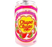 Chupa Chups Sparkling 4 o 8 Lattine da 345 ml Gusto Fragola&Panna (8)