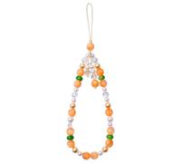 CHUQING Catena per cellulare Cinturino da polso corto per cinturino da polso arancione e bianco corto Ciondolo per cellulare Bracciale a catena di perline