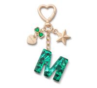 CHUQING Portachiavi con lettera M portachiavi con iniziale glitterata verde, portachiavi con lettera per ragazze e donne