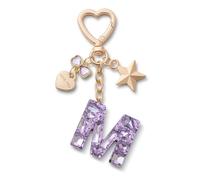 CHUQING Portachiavi con lettera M portachiavi con iniziale per bambine portachiavi con iniziale viola glitterata da donna