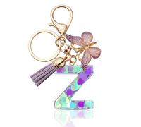 CHUQING Portachiavi con lettera ragazza portachiavi iniziale regalo donna portachiavi farfalla viola, Lilla-Z, S