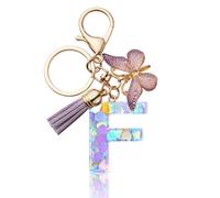 CHUQING Portachiavi con lettera ragazza portachiavi lettera iniziale regalo donna portachiavi farfalla, viola, viola, lilla f, S