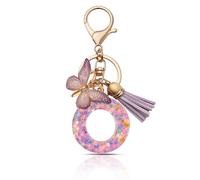 CHUQING Portachiavi da ragazza, con lettera e ciondolo a farfalla, con lettera iniziale, regalo, Lila-o, S
