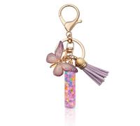 CHUQING Portachiavi da ragazza, con lettera e ciondolo a farfalla, con lettera iniziale, regalo, Lilla i, S