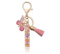 CHUQING Portachiavi da ragazza, con lettera e ciondolo a farfalla, con lettera iniziale, regalo, Rosa-I, S