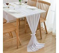 CHUQING Runner Chiffon Bianco,Runner tavola,Runner da Tavolo,Table Runner Lavabile Decorazione per Fiori, Matrimoni e Comunioni,Compleanno,Feste,420 cm x 70 cm