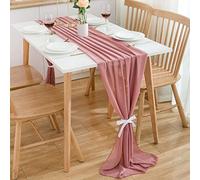 CHUQING Runner Chiffon Rosa Antico,Runner tavola,Runner da Tavolo,Table Runner Lavabile Decorazione per Fiori, Matrimoni e Comunioni,Compleanno,Feste,420 cm x 70 cm