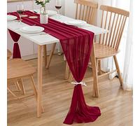 CHUQING Runner tavola,Rosso,Runner da Tavolo,Runner per Il Tavolo,in Chiffon,Table Runner Lavabile Decorazione per Matrimonio,Compleanno, Feste,300 cm x 70 cm
