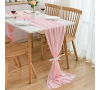 CHUQING Runner tavola,Runner da Tavolo in Chiffon,Table Runner,Runner per Il Tavolo Lavabile per Casa Cucina Matrimonio Feste Decorazioni,300 x 70 cm,Rosa