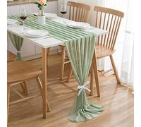 CHUQING Runner Verde Matcha,Chiffon,Runner tavola,Runner da Tavolo,Table Runner Lavabile Decorazione per Fiori, Matrimoni e Comunioni,Compleanno,Feste,300 cm x 70 cm