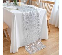 CHUQING Tischläufer Chiffon Weiß Tischdeko Geburtstag Edel Weiss Hochzeit Transparentes Tischband,70 x 300 cm