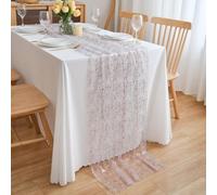 CHUQING Tischläufer Rosa 70 cm x 3 m Transparentes Tischband in Gold Tischdeko Chiffon Tischläufer für Hochzeit Weihnachten