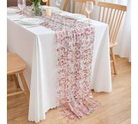 CHUQING Tischläufer Rosegold 70 x 300 cm Chiffon Hochzeit Tischdeko Transparentes Tischband für Weihnachten