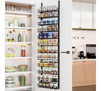 Churboro Scaffale portaoggetti da appendere alla porta della dispensa con 12 cestini regolabili, 12 ripiani portaspezie a doppio uso, da appendere o da parete, organizer per porta dispensa, nero