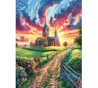 Church in Magical Forest Rompicapo 300 Pezzi Per Regalo Di Battesimo Cartone Spesso Per Bambini Fairy Tale Cute Animal Tema Baby Per Attività Educativa Con Confezione Regalo Da Passatempo 300 PCS