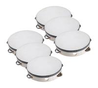 Church Tambourine, Handheld Drum, 5.91 inches, 6 Pack Educational with Double Row Jingles, Percussion Instrument for Praise Dance Party Worship Music KTV Recreation Kids Adults Performance Use