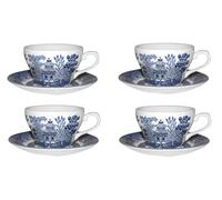 Churchill Blue Wollow - Set di 4 tazze da tè e 4 piattini, prodotto in Inghilterra