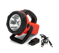 Velamp Faro Ricaricabile LED Potente. 800 Lumen. Portata: 800m, 15 Ore. con Caricatore e Lampeggiante Rosso. Campeggio, Pesca, Trekking, Emergenze. 10W