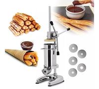 Churro Maker Machine, 2L/3L Churrera verticale commerciale dell'acciaio inossidabile con 5 muffe, attrezzatura dello spuntino di riempimento della ciambella