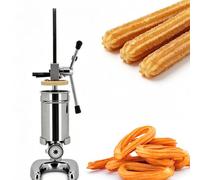 Churro Maker manuale commerciale, acciaio inossidabile | Macchina Churrera Spagnola con 5 Stampi,Insaccatrice Manuale for Salsicce for Ristoranti(3L)