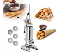 Churro Maker Spagnolo Commerciale, 2/3L Riempitrice Manuale Churro in Acciaio Inox Macchina Verticale Spagnola Churrera con 5 Stampi per Ristorante/Hotel/Uso Domestico 2l
