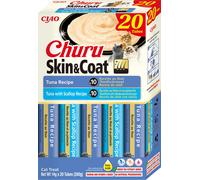 INABA Churu Skin & Coat Snack per Gatti Cremoso in 2 Varietà al Tonno - 20 Stick x 14g - Cibo per Gatti con Omega 3 e 6, Taurina e Vitamina E per la Salute di Pelle e Pelo, Snack Gatto Funzionale