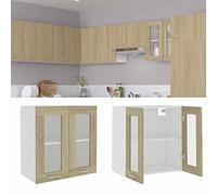 Chusui Armadio a sospensione, Mobile da cucina, Modulos Cucina, Armadio da parete Cucina, Armadio da cucina, Credenza da cucina, Vetro truciolare Quercia Sonoma 60x31x60 cm