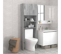 Chusui Armadio da bagno, Mobile ausiliario, Mobili da bagno, Mobile ausiliario, Armadio ausiliario, Armadio ausiliario, Grigio Sonoma 64x25,5x190 cm
