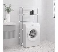 Chusui Scaffale a 2 livelli, ripiani per libri, ripiani, mobili, mensola, mobile organizzatore, scaffale ufficio, su lavatrice ferro grigio 69 x 28 x 143 cm