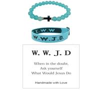 CHUU YUNG WWJD Braccialetti What would Jesus Do Braccialetto Lettera Corrispondente Amicizia Braccialetti intrecciati Inspirational Religioso Cristiano Braccialetto Protezione Gioielli per Donne