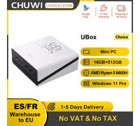 CHUWI UBox Mini PC AMD Ryzen 5 6600H 16 GB DDR5 512 GB SSD Windows 11 Pro 4K 144 Hz Decorazione WiFi 6 BT 5.2 Estendi M.2 1T*2 650 g 128*130,5*57(H) mm 16GB 512GB