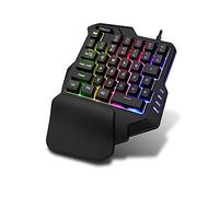 CHUYI Tastiera da gioco con una mano RGB retroilluminata a LED 35 tasti Mini tastiera da gioco professionale portatile Tastiera da gioco USB cablata a mano singola per gioco con palmo ergonomico