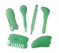 ChuYiElegance 7 Pezzi Strumento di Massaggio Gua Sha Strumenti Gua Sha Resina Face Lift Manuale Palmare per Pelle Liscia E Bella Strumenti per Massaggio Facciale Gu, VERDE