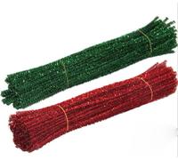 CHUYIX 200 pezzi di detergente per pipa con glitter, filo di ciniglia, morbido, linea di metallo, per feste, confezioni regalo, decorazioni per albero di Natale per bambini, colore rosso e verde