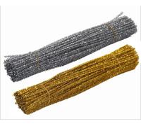 CHUYIX 200 pezzi di detergente per pipa con glitter, filo di ciniglia, morbido, linea di metallo, per feste, confezioni regalo, decorazioni per albero di Natale per bambini, oro + argento