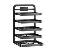 ChuyTrading 5 - Tier Kitchen Counter Storage Shelf, Adjustable Height Countertop Rack Organizer for Hotpot & Prepared Food, Carbon Steel Shelf with Foldable Design, Black