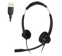 ChuyTrading Cuffia telefonica USB con microfono a riduzione del rumore, cuffia aziendale binaurale con cavo per il servizio clienti in ufficio, auricolare plug and play USB per call center,