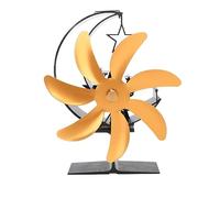 ChuyTrading Ventilatore per stufa a legna a energia termica, modello Moon a 7 pale, ventilatore silenzioso per stufe a legna, ventilatore per camino ad energia termica in alluminio con (Oro)
