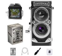 CHUZHAO - Mini fotocamera digitale TLR stile retrò con scheda da 16 GB, autofocus 12 MP 1080p FHD per vlogging, per principianti, adolescenti e adulti, videocamera tascabile portatile vintage