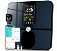 CHWARES Bilancia Pesapersone Digitale, Ampio Schermo Bilancia Pesapersone Ricaricabile, Analizzatore di Composizione Corporea con 15 Metriche, per BMI Frequenza Cardiaca, Max 400lb, Nero