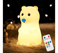CHWARES Luce Notturna Bambini, Bambina Regalo Battesimo, 7 Multicolori orso polare Silicone Lampada Notturna per Bambini USB Ricaricabile LED Luci Notturne per Cameretta Bambina Regalo Neonato