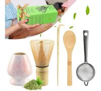 CHWNIBAY Matcha Kit 5 Pezzi,Matcha Set,Include un Frusta Matcha in Bambù,2 Cucchiai Tradizionali,Portafrusta,Setaccio per il Tè Matcha,È il Miglior Regalo per gli Amanti del Tè Matcha (Rosa)