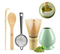 CHWNIBAY Matcha Kit 5 Pezzi,Matcha Set,Include un Frusta Matcha in Bambù,Due Cucchiai Tradizionali,Portafrusta,Setaccio per il Tè Matcha,È il Miglior Regalo per gli Amanti del Tè Matcha.