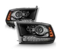 Chwqfuhf Proiettore Fanale Anteriore Per Dodge Ram 1500 2500 3500 2013-2018 Coppia Con Fari A LED DRL Lato Conducente E Passeggero(Pair Black)