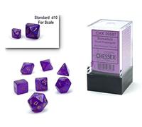 Chessex Set di dadi - Set di dadi poliedrici Borealis viola/oro luminari da 10 mm - Dungeons and Dragons D&D DND TTRPG Dadi - Include 7 dadi - D4 D6 D8 D10 D12 D20 D%