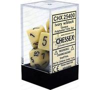 Chessex Dice: Polyhedral 7-Die Opaque Dice Set - Ivory with Black [Toy]