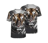 CHXtao Tiger at Rest - Polo da baseball a maniche corte da uomo, bianco, XL