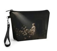CHYDANY A Noble Lady in A Courtyard Makeup Bag, PU Leather Pouch Makeup Pouch con manico e cerniera, borsa cosmetica per mamma, amici e donne 21,9 x 6,6 x 14,5 cm