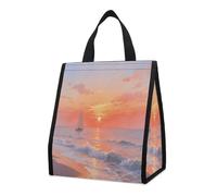CHYDANY A Sunset at the Seaside, borsa termica e fresca, borsa tote pieghevole e riutilizzabile, borsa per il pranzo per generi alimentari, lavoro, feste, viaggi, picnic, 26,9 cm di altezza x 25,9 cm