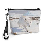 CHYDANY Arctic Foxes, trousse per il foraggiamento, in pelle PU, astuccio per trucchi con manico e cerniera, borsa per cosmetici, per mamma, amici e donne, 22 x 6,6 x 14 cm